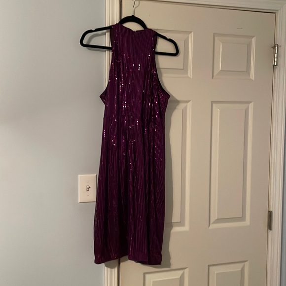 Purple sequined mid length party/formal dress size XL - Picture 1 of 7